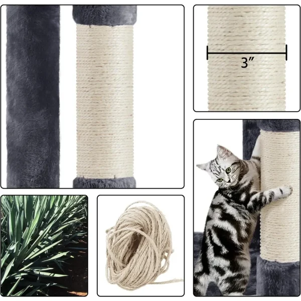 70 inches Cat Tree Tower with Scratching Post for Large Cats Activity Center Climber Tower Stand Furniture - Image 3