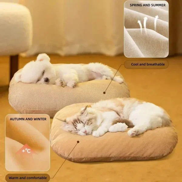 New Deep Sleep Comfort Cat Beds Foldable Soft Doose Striped Plush New Cats and Dog Bed Comfort Washable Pet Products - Image 5