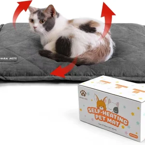 Self Heating Cat Bed Self Warming Cat Pad Ultra Warm Thermal Cat Mat Pet Bed 24 x 18 Inches with Removable Cover Outdoor Indoor