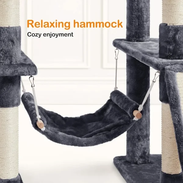 70 inches Cat Tree Tower with Scratching Post for Large Cats Activity Center Climber Tower Stand Furniture - Image 6