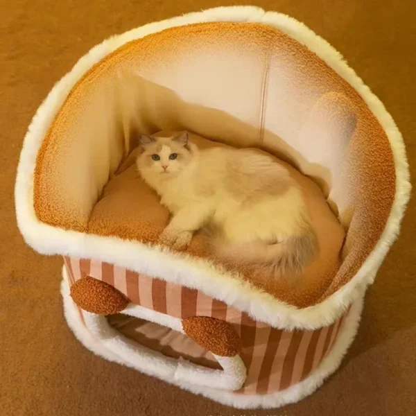 New Deep Sleep Comfort Cat Beds Foldable Soft Doose Striped Plush New Cats and Dog Bed Comfort Washable Pet Products - Image 4