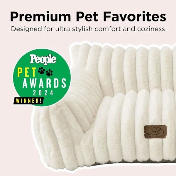 TONGYUE Cute Couch for Pets - Fluffy Cat Sofa with Premium Soft Corduroy Fleece, Fuzzy Couch Bed with Removable Washable Cover, - Image 3