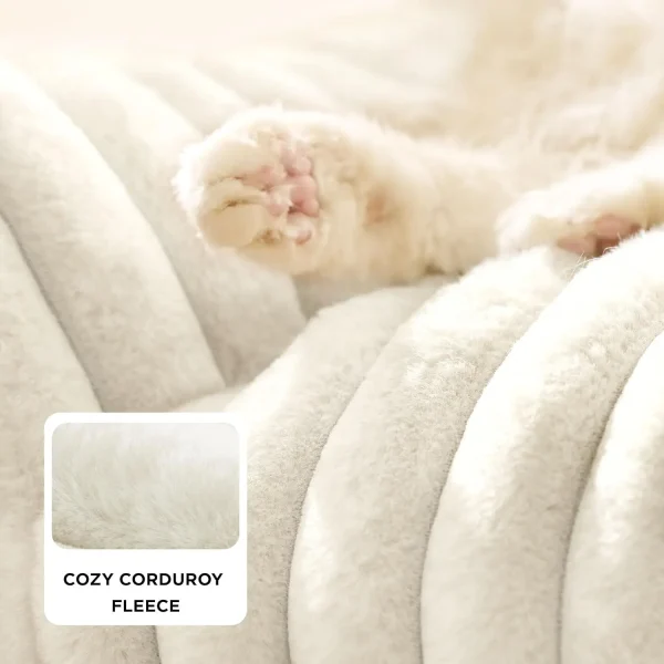 TONGYUE Cute Couch for Pets - Fluffy Cat Sofa with Premium Soft Corduroy Fleece, Fuzzy Couch Bed with Removable Washable Cover, - Image 4