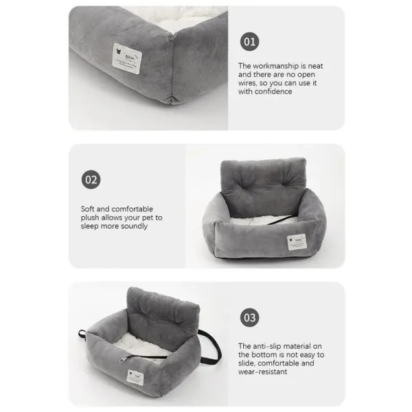 Dog Carseat Pet Travel Booster Seat With Handle Dog Safety Car Seat Dog Car Bed -Use For Car And Home Travel Carrier Bed For - Image 5