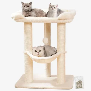 28" Large Cat Tree Tower for Indoor Cats, Cat Scratch Post with Large Bed for Maine Coon Big Cats, Sisal Cat Scratcher