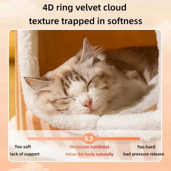 New Deep Sleep Comfort Cat Beds Foldable Soft Doose Striped Plush New Cats and Dog Bed Comfort Washable Pet Products - Image 3
