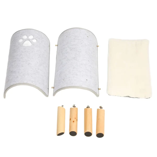 Cat Tunnel Bed with Wooden Legs Soft Comfortable Elevated Cat Tunnel Bed with Plush Cushion for All Seasons - Image 2